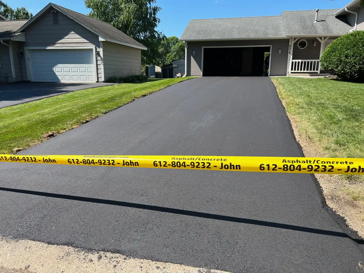 Freshly paved asphalt driveway in Maple Grove MN